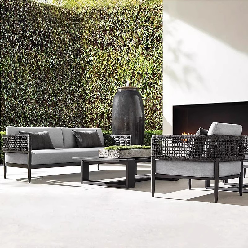 nordic black metal aluminum outdoor furniture set