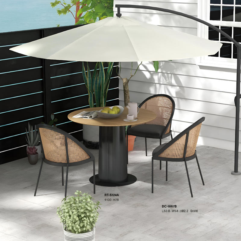 rustic circular dining table set for home